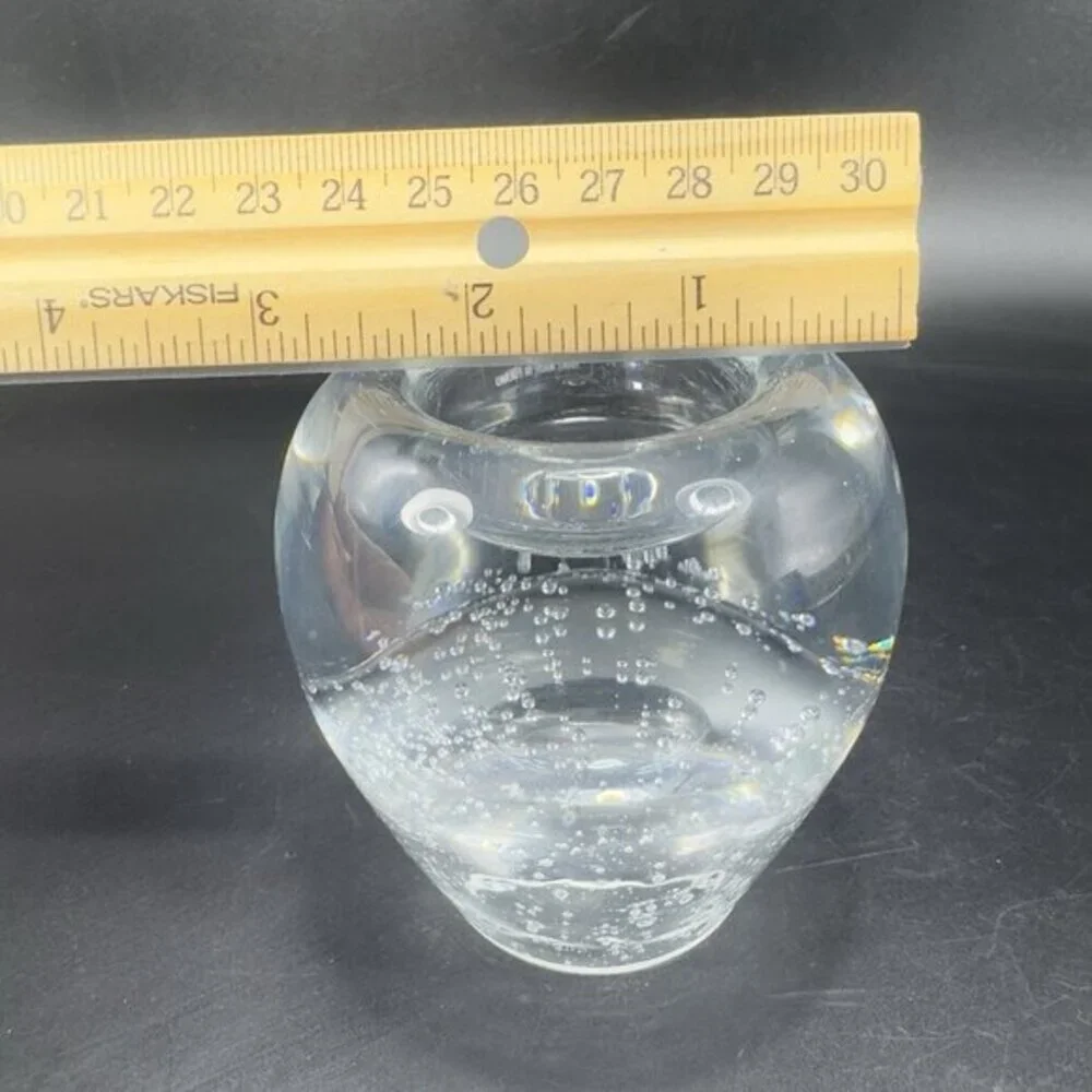 Clear Crystal Votive Candle Holder Made In Poland Small Bubbles Hollow‎ Bottom